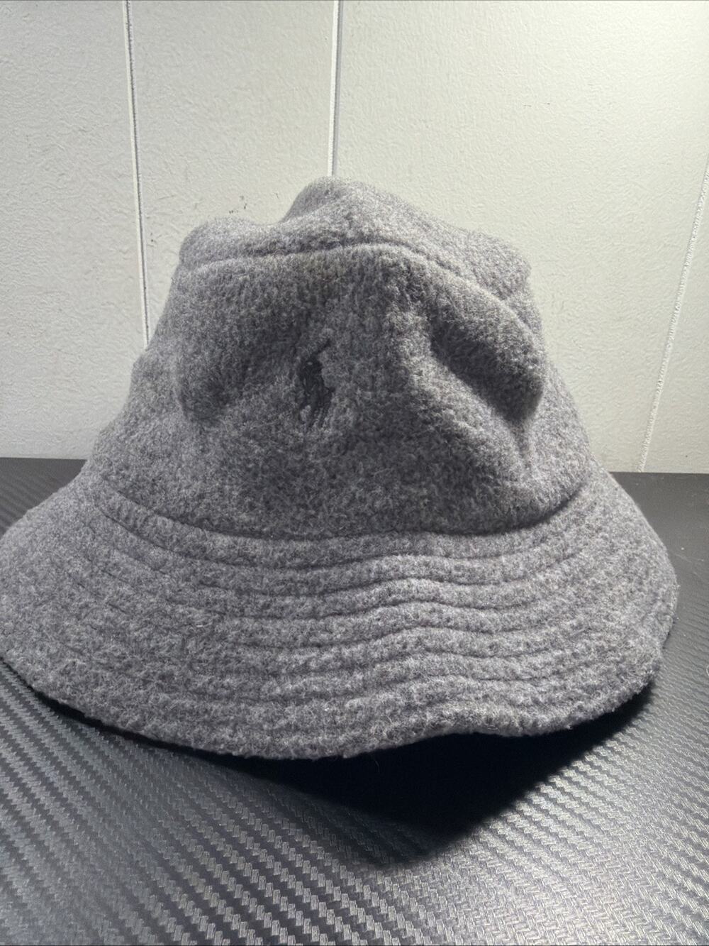 Polo Sport Mens Bucket Hat L/XL Gray Fleece Vintage USA Made 90s Pony Q2